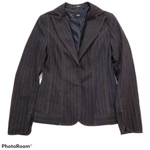 MANGO Like New black pinstripe denim blazer size8 jeans